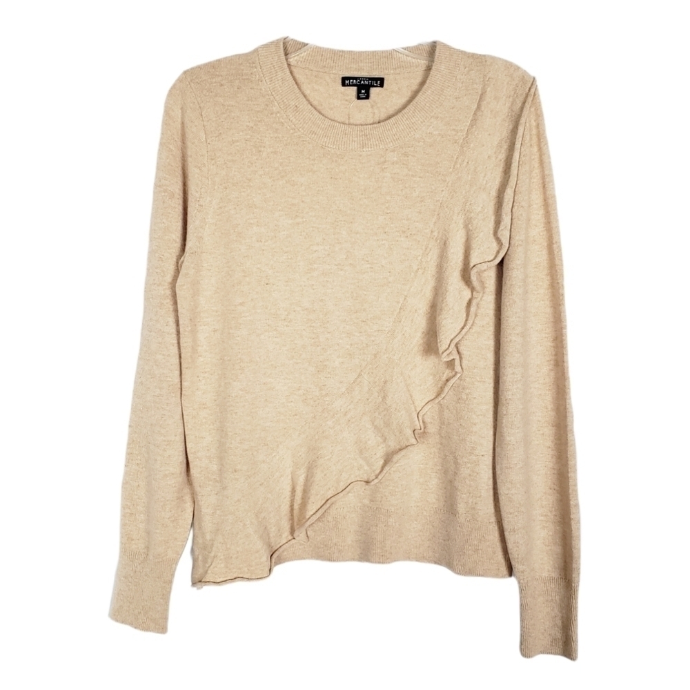 J. CREW Mercantile Ruffle-front crewneck sweater